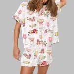 Valentine Petals and Prosecco Watercolor Pajama Set