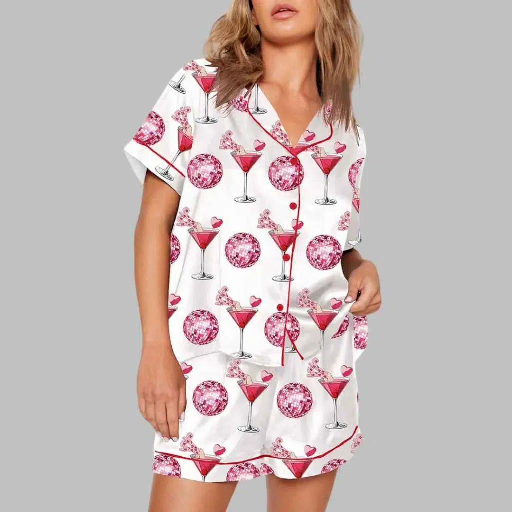 Valentines Day Cocktail Glass Pajama Set 2