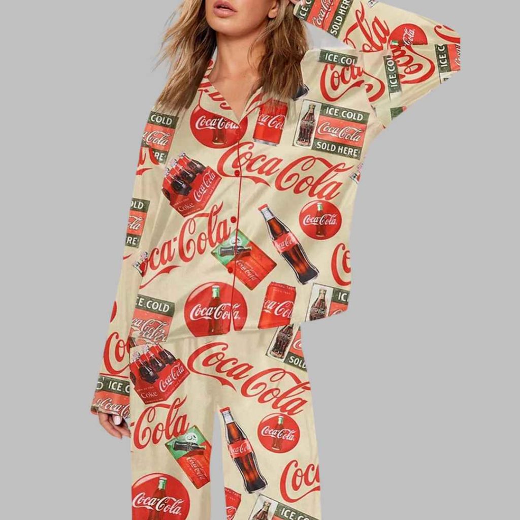 Vintage Coca Cola Ice Cold Art Print Pajama Set 2