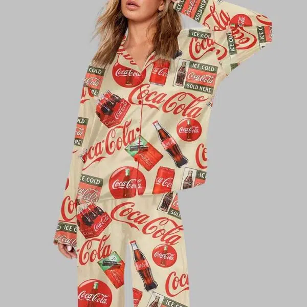 Vintage Coca Cola Ice Cold Art Print Pajama Set 2