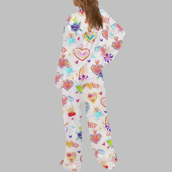 Watercolor Sacred Heart Satin Pajama Set 3