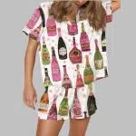 Bubble Champagne Bottles Satin Pajama Set
