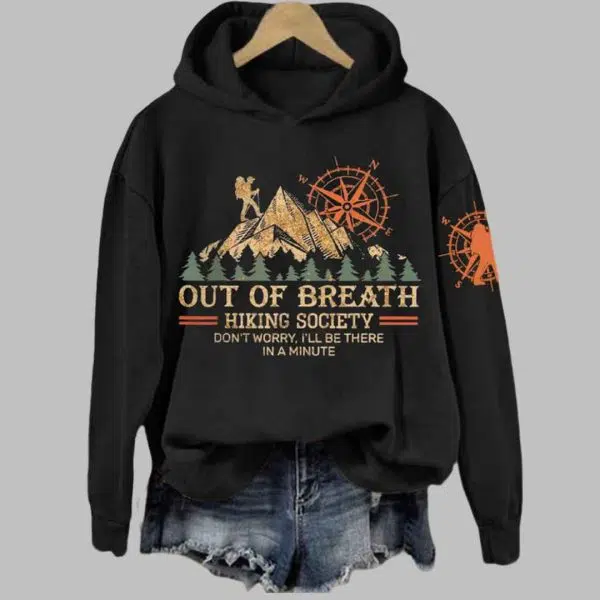 Out Of Breath Hiking Society Dont Worry Ill Be There In A Minute Hoodie 3