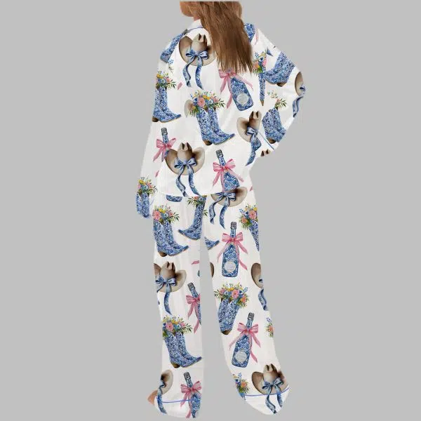 Western Coastal Cowgirl Satin Pajama Set 3