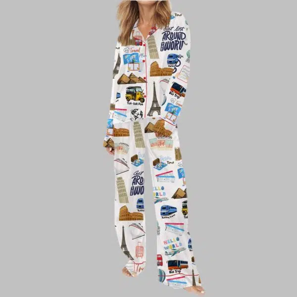 World Travel Satin Pajama Set 2